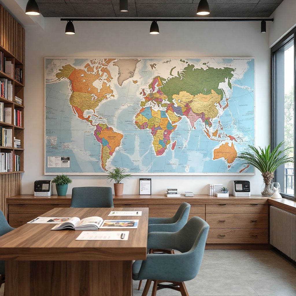 Laneway Travel office interior with Australian travel maps